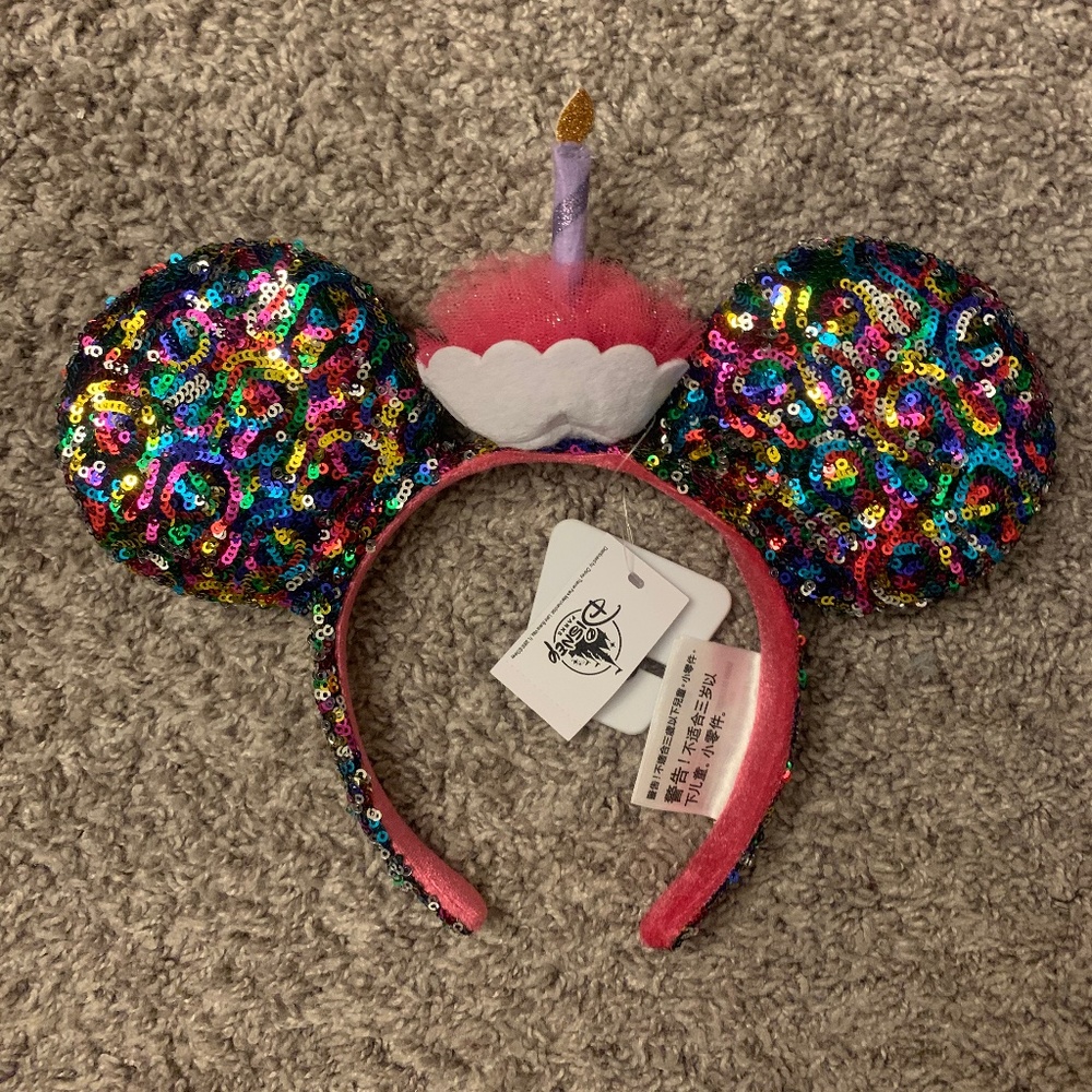 NWT Sequin Birthday Minnie Mouse Ears